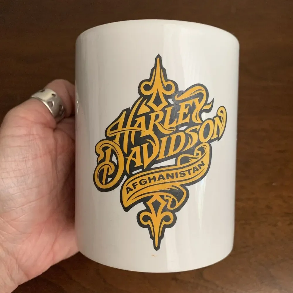 Harley Davidson Afganistan White Coffee Mug Cup